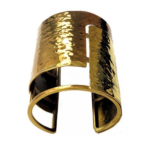 Vintage LANVIN Hammered Brass Oracle Cuff Bracelet S/S 2013 Runway - Picture 4 of 10